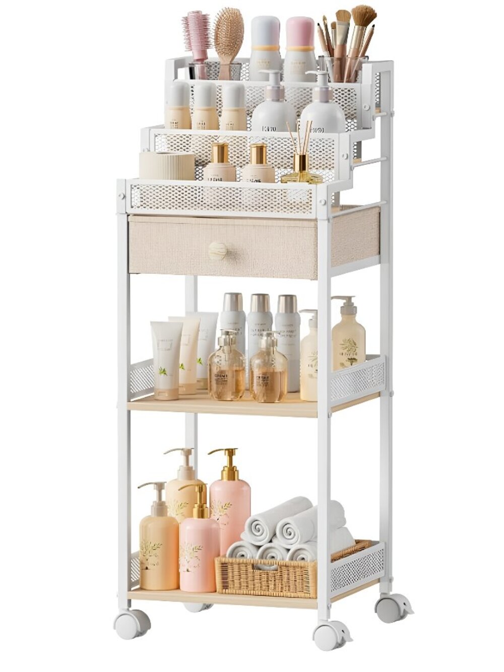 Bathroom Storage and Organizer with Drawer, Makeup Cart 13in - A1